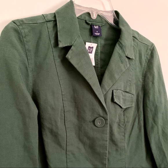 Nwt Gap Green Linencotton Canvas Blazer 